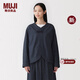 MUJI女式木棉混輕量牛仔盤(pán)扣襯衫女士外套女裝 26年春季新品BC2R8A6S 深藏青色 XL （165/92A）