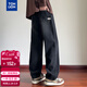 唐獅2025秋冬男寬松松緊腰后口袋織標牛仔長(cháng)褲