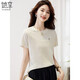 她享 短袖t恤女薄款針織T恤微鏤空上衣白色百搭女士打底衫T144T5842 白色 M