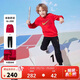 NIKE3BRAND 耐克男女童紅色拜年服衛衣+長(cháng)褲2件套兒童加絨保暖套裝