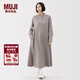 MUJI女式 法蘭絨 立領(lǐng)長(cháng)袖連衣裙女裝裙子純棉連身裙25年冬季 米色 M (160/84A)