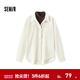 森馬（Semir）長(cháng)袖襯衫女冬季中長(cháng)款假兩件寬松磨毛襯衣通勤溫柔系氣質(zhì)上衣 奶白10501 XL