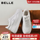百麗（Belle）沈月同款步步糕厚底小白鞋女商場(chǎng)新款增高加絨休閑板鞋E7J1DAM6 米白色-絨里（6CM跟高）【沈月同款】 37
