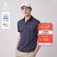 哈吉斯（HAZZYS）男裝 夏款男上衣【3A抗菌】條紋短袖POLO衫男ASTZE0BBX34 藏青色NV XL (180/100A 50)