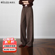 Olrain【5折】醋酸針織休閑褲女裝秋季新款通勤寬松顯瘦長(cháng)褲 咖色 M 160/68A/M