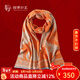 中國國家博物館一馬當先真絲絨圍巾創(chuàng  )意復古中國風(fēng)文創(chuàng  )喜慶保暖新年禮物披肩圍巾 橘色