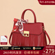 viney牛皮斜挎包包女包新娘紅色婚包手提生日新年禮物送女友老婆 【酒紅色】實(shí)用高檔媽媽包中年托特包 時(shí)尚輕奢品牌休閑通勤單肩大包