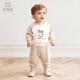 乖奇熊嬰兒童純棉抓絨衛衣兩件套裝春秋季寶寶外出服洋氣上衣服褲子春裝