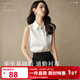 晚白【新品】可外穿打底無(wú)袖襯衫女2026春季洋氣翻領(lǐng)襯衣百搭上衣 白色 S
