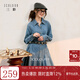三彩獨醒2025秋季新款不規則牛仔連衣裙設計感A字裙寬松F 晴空藍 S 155/80A