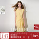 三彩2025夏季新款無(wú)袖連衣裙不規則大擺長(cháng)裙法式A字裙M 姜黃色 M 160/84A