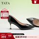 他她（TATA）女鞋高跟鞋尖頭2025新款細跟裸色通勤單鞋女鞋氣質(zhì)新 黑色（舒適牛皮革-7cm） 39