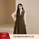 纖莉秀【洋氣疊穿背心裙】大碼女裝氣質(zhì)V領(lǐng)連衣裙胖mm2025冬新款4559 紅棕色 5XL