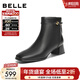 百麗（Belle）氣質(zhì)羊皮時(shí)裝靴女冬季新款商場(chǎng)同款高跟通勤優(yōu)雅短靴3LI44DD5 黑色-薄絨 38 (240mm)