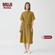 MUJI MUJI IDEE 女式 強捻短袖襯衫連衣裙女裝裙子夏季連身裙GAD12C4S 卡其色 M (155/80A)