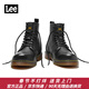 Lee【頭層牛皮】馬丁靴冬季加絨高幫真皮靴子英倫風(fēng)韓版皮靴男時(shí)裝靴 黑色四季款 L214UE029 40 【偏大/請拍小一碼】