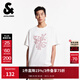 杰克·瓊斯（JACK&JONES）男裝T恤潮酷出街百搭字母印花貼布寬松圓領(lǐng)全棉短袖上衣225201186 A06本白色 常規 L （180）