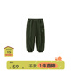 papa爬爬秋冬兒童褲子搖粒絨男女寶寶運動(dòng)休閑褲外出洋氣保暖潮 綠色 90 cm