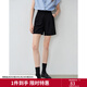 初語(yǔ)垂順爽滑休閑短褲女2024年夏季新款高腰舒適闊腿褲 黑色 S