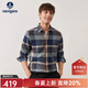 Navigare意大利小帆船長(cháng)袖襯衫男秋冬磨毛保暖休閑襯衣時(shí)尚簡(jiǎn)約格子上衣男 海軍藍/咖 XL 碼