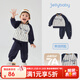 JELLYBABY[7A抗菌]男童套裝寶寶新款帥氣秋裝小童運動(dòng)服兒童外套褲子兩件套 寶藍 110 cm