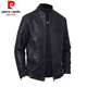 皮爾卡丹（pierre cardin）男士海寧綿羊皮春秋男裝新款皮衣立領(lǐng)真皮外套機車(chē)休閑皮夾克修身 黑色【薄款】 XL 130-145斤