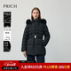 PRICH【90%鵝絨+防水】時(shí)尚連帽狐貍毛領(lǐng)收腰羽絨服2025冬新款新年 19黑色 S 160