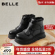 百麗（Belle）厚底增高雪地靴女冬季新款商場(chǎng)同款保暖魔術(shù)貼東北靴E8R1DDD5 黑色 38
