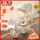 貝趣兒童三輪車(chē)寶寶0-1-3歲嬰兒推車(chē)溜娃車(chē)遛娃神器一歲周歲生日禮物 頂配咖丨燈光音樂(lè )+護欄+轉向推桿+頂棚 幼兒外出輕便腳踏車(chē)