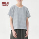 MUJI女式 棉天竺蝙蝠袖T恤 休閑百搭 BB10CC3S 藍色條紋 S