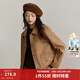 茵曼（INMAN）仿鹿皮絨小香風(fēng)外套女2025秋冬款復古巴恩風(fēng)時(shí)尚寬松夾克上衣 焦糖色 M