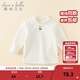 戴維貝拉（DAVE＆BELLA）女童長(cháng)袖t恤加絨寶寶上衣打底衫兒童衣服秋冬新款小童套頭衫 米白【現貨】 90 cm（建議身高80-90cm）