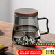 鑫尚銘 玻璃水杯茶杯大容量耐高溫創(chuàng  )意山形喝水杯辦公室帶把手涼水杯 （胡桃木杯蓋）與山杯 500ml