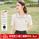百圖betu女裝春夏新款T恤復古學(xué)院POLO領(lǐng)顯瘦短袖T恤女2403T16 淺杏色 L