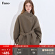 fano studios范洛Fano 49羊毛慵懶松弛感系帶立領(lǐng)設計牛角扣毛呢短外套女2025 茶褐色第二批 S