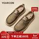 意爾康男鞋復古工裝休閑皮鞋軟底舒適袋鼠鞋 59102W 淺咖    42   
