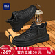 海瀾之家（HLA）男鞋春季2026新款復古工裝鞋戶(hù)外休閑皮鞋厚底中幫馬丁鞋子男 黑色中幫-四季單里 41