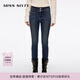MISS SIXTY2025冬季新款復合絨牛仔褲女雙扣腰顯瘦修身小腳鉛筆褲 深藍 25