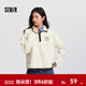 森馬（Semir）史努比系列衛衣女設計感搖粒絨保暖冬寬松半拉鏈立領(lǐng)刺繡上衣 奶白10501 XL