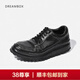 dreambox鈞博老爹鞋vibram防滑耐磨厚底增高男士高檔馬皮休閑皮鞋 黑色 38