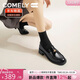 康莉（COMELY）章若楠同款樂(lè )福鞋女新款秋季厚底一腳蹬增高商務(wù)小皮鞋 黑色 36