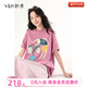 飛鳥(niǎo)和新酒女孩植物印花T恤女2026春季新款短款寬松休閑圓領(lǐng)上衣 純色蓮粉色HCD02  M