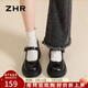 ZHR單鞋女日系蝴蝶結jk女鞋厚底增高瑪麗珍鞋魔術(shù)貼鞋子AY200黑色38