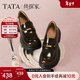他她（TATA）女鞋2026春季新款黑色樂(lè )福鞋百搭皮鞋厚底豆豆鞋7OLA6AA6 棕色 36