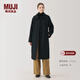 MUJI女式羊毛混立領(lǐng)大衣毛呢大衣外套中長(cháng)款女款冬季外套女裝BD0Z6A4A 黑色 XL (165/92A)