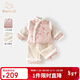 班喜迪【國風(fēng)新中式】女童套裝冬季兒童加絨衣服寶寶冬裝夾棉保暖拜年服 粉色 90