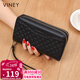 viney頭層牛皮女士錢(qián)包長(cháng)款拉鏈媽媽手拿包大容量零錢(qián)包女輕奢學(xué)生錢(qián)夾