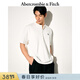 Abercrombie & Fitch經(jīng)典小麋鹿圖案男裝25夏季美式重磅寬松亨利領(lǐng)短袖T恤 白色 L (180/108A)尺碼偏大