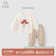 乖奇熊女寶寶純棉衛衣分體套裝春秋季嬰兒童抓絨保暖兩件套衣服外出洋氣