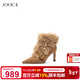 玖詩(shī)（JOOC）JOOC玖詩(shī)側拉鏈法式毛毛靴女2025秋冬新款高跟加絨潮流時(shí)裝靴8188 栗子棕 36